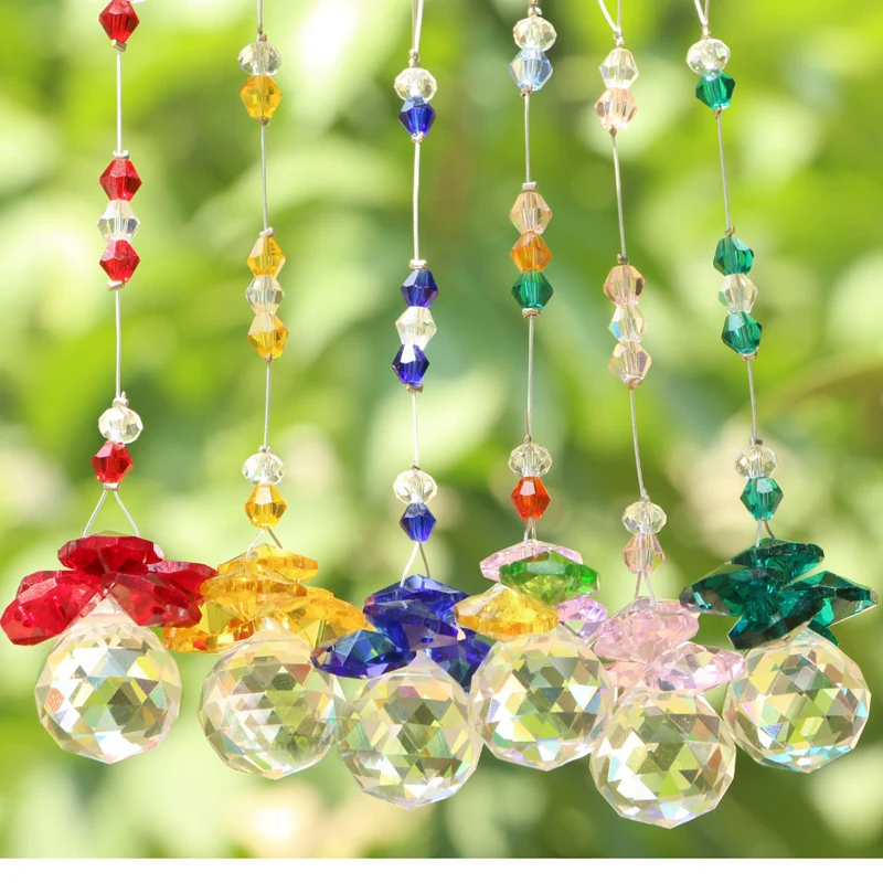 

1PCS Rainbow Crystal Suncatcher Ball Feng Shui Prisms Pendant Hanging Pendulum Ornament Window Decor 20mm