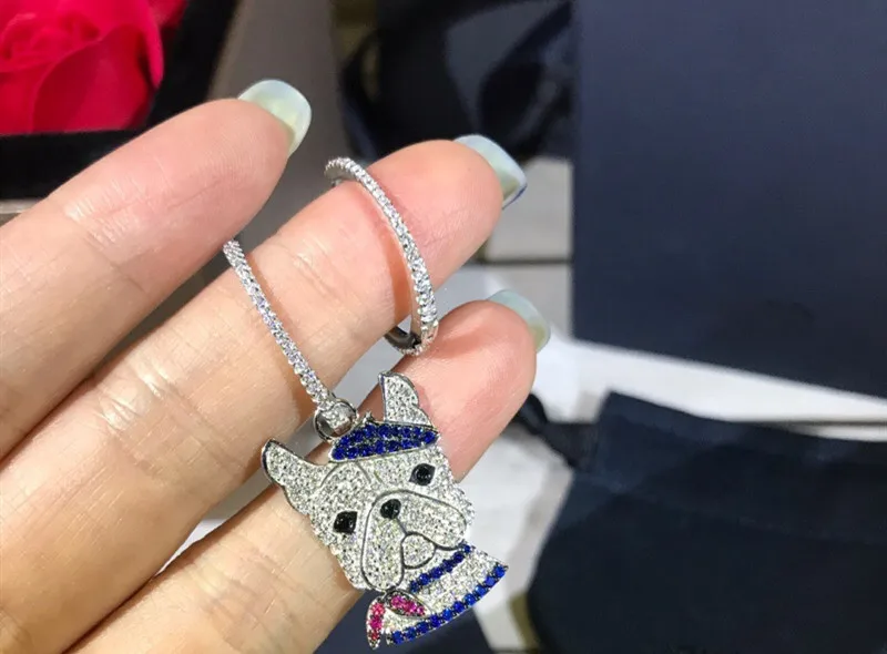 

Hot brand party jewelry cute doggy earrings blue cz stones cute pet earrings collection love 80s 925 sterling silver jewelry