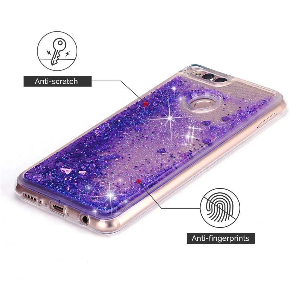 Shiny Bling Liquid Dynamic Quicksand Clear Soft Case Cover For Huawei P Smart Sparkly Crystal Liquid Silicone Case For Enjoy 7S (4)
