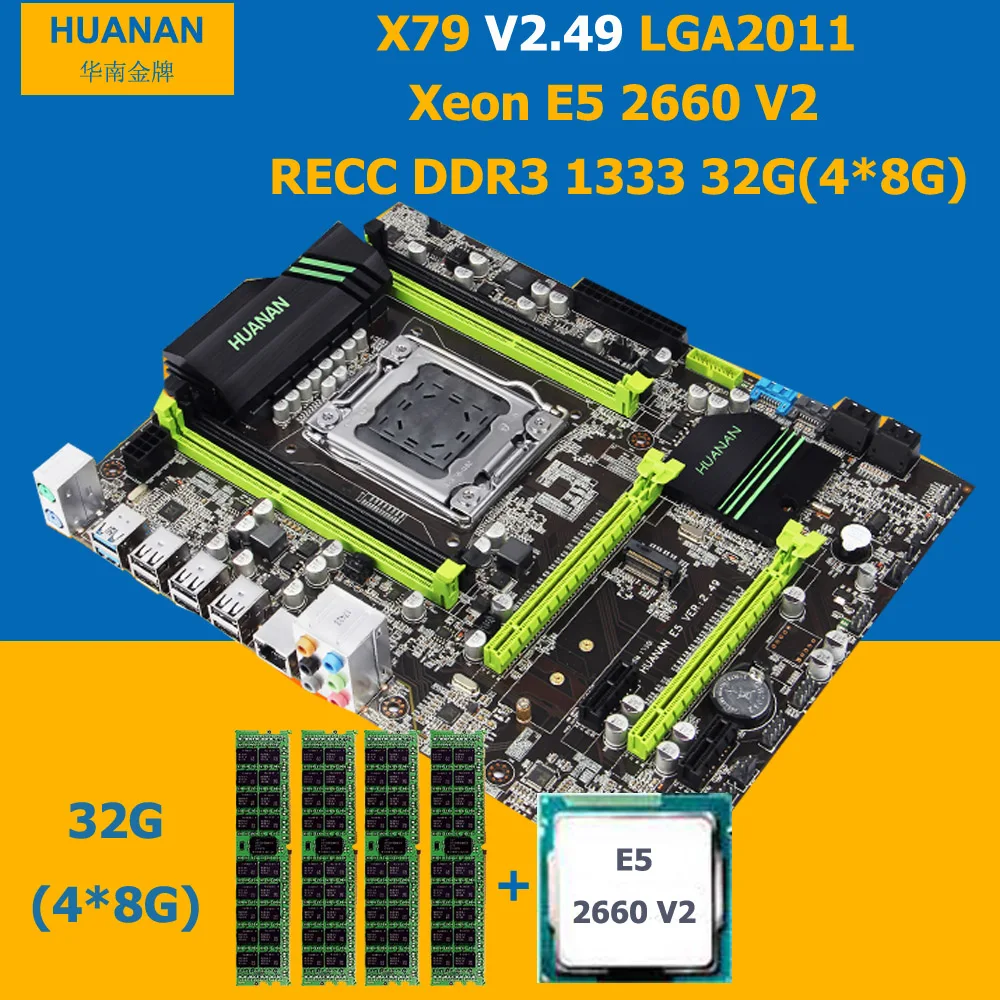 מוצר HUANAN V2.49 X79 motherboard CPU RAM combos Xeon E5 2660 V2 RAM
