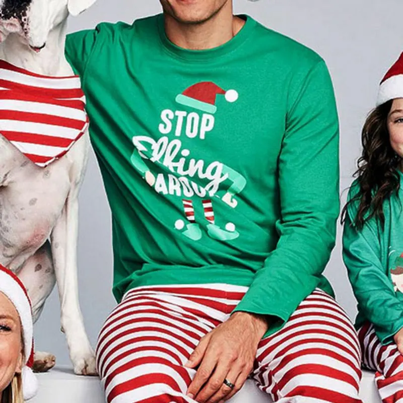 Модные Семейные рождественские пижамные комплекты одежда для сна Мужская одежда для сна Рождественская одежда для малышей новогодние одинаковые комплекты с Рождеством