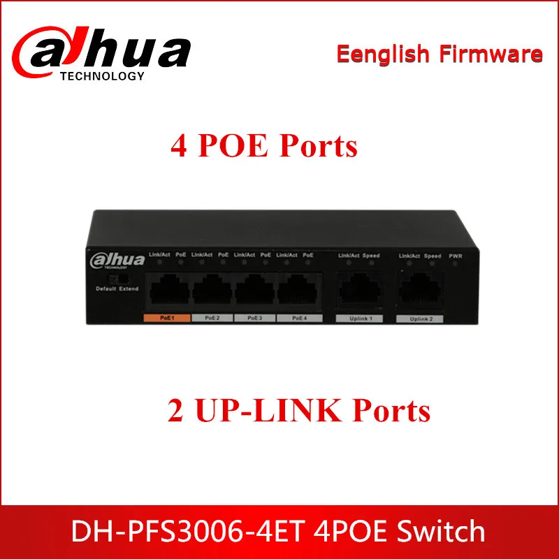 

Dahua PFS3006-4ET 4-Port Fast Ethernet PoE Switch Support 802.3af 802.3at Hi-PoE Optical Transmission For IP Camera System