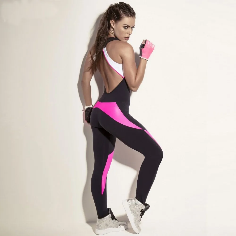 

Women Fitness Stretch Sexy Jumpsuits Fashion Mesh Patchwork Bodysuit Skinny Backless Overall Hollow Out Playsuits