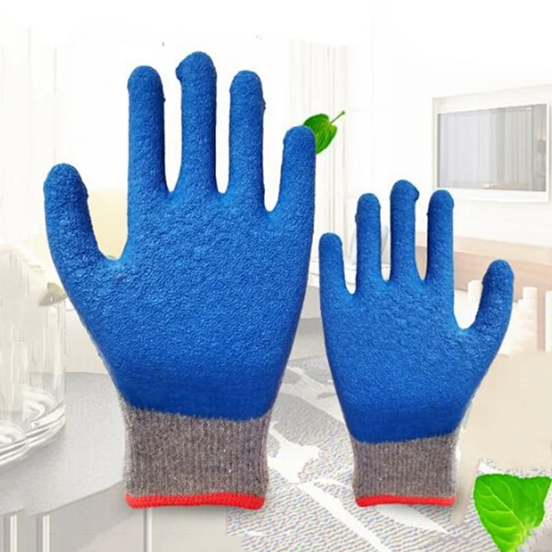 

1pair Work Safety Gloves Dipped Wrinkle PU Latex Protective Gloves Non-slip Rubber Working Gloves