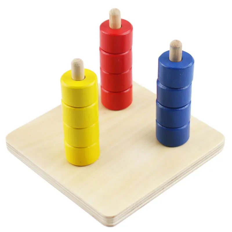 Montessori de madera Juguetes para bebés colorido cilindro socket juguetes Montessori brinquedo educativo aprendizaje Juguetes bebé b25t