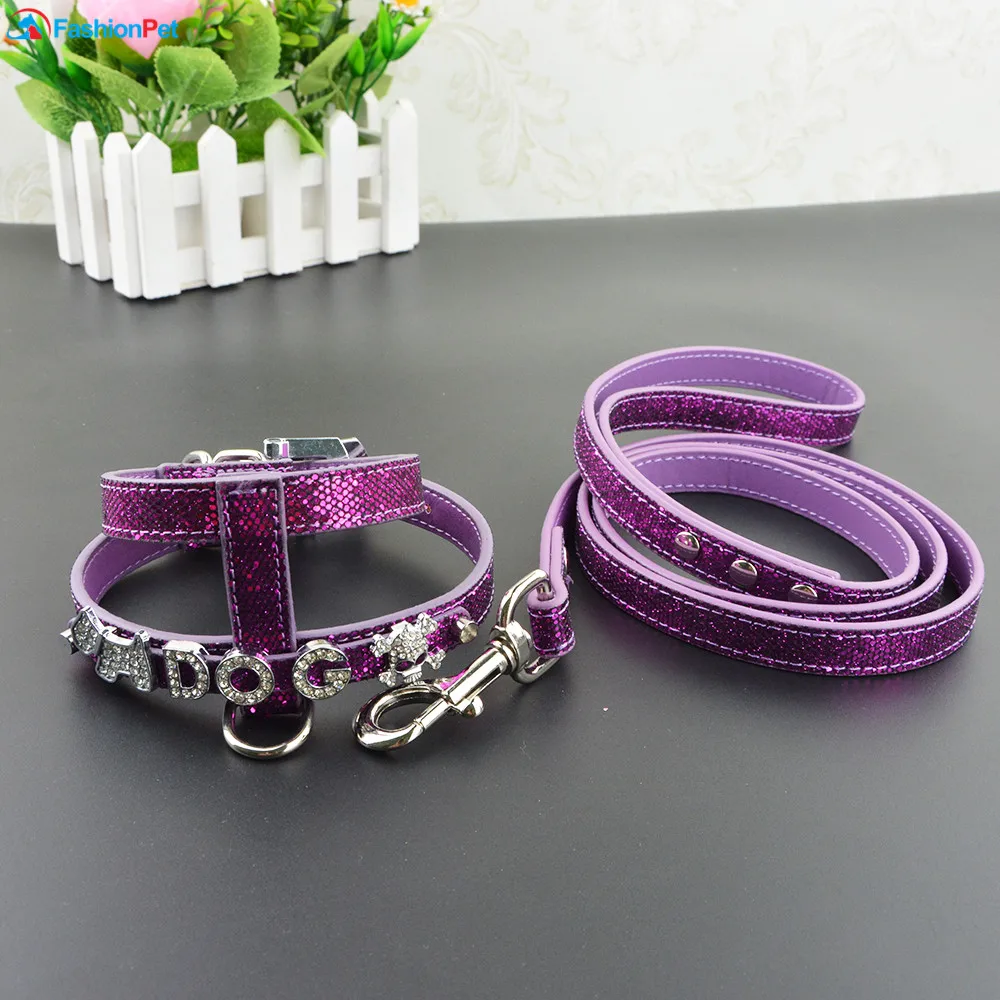 SELMAI Bling Rhinestone Harness And Leash Set For India