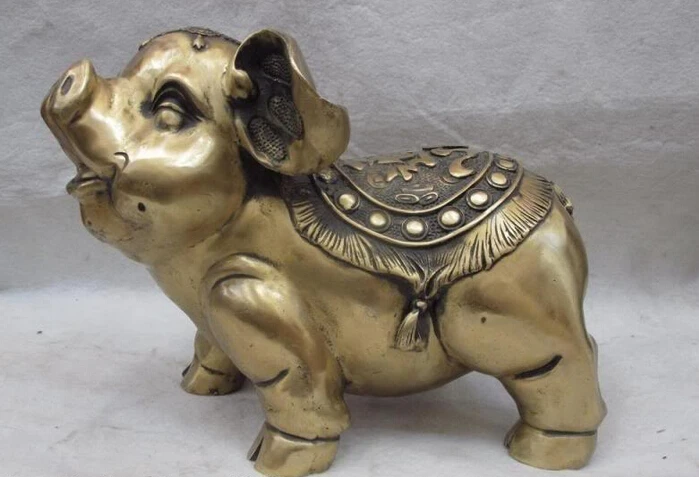 

Collectible bronze S2631 Chinese Brass Copper Feng Shui Wealth Money Hannaford Pig statue B0403