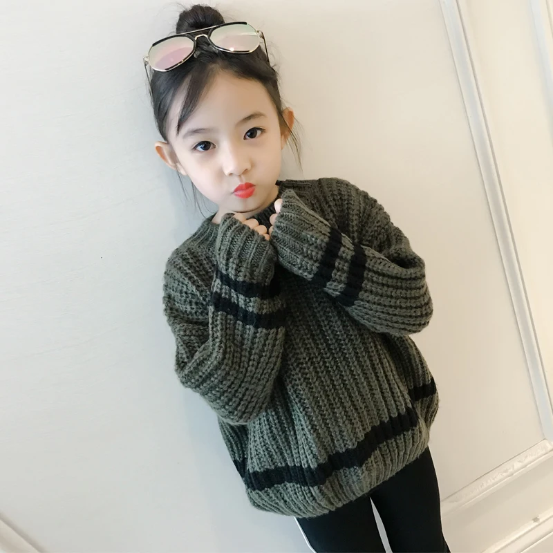 2018 Fall Winter Little Girls Casual Knitted Sweater Children Pullovers
