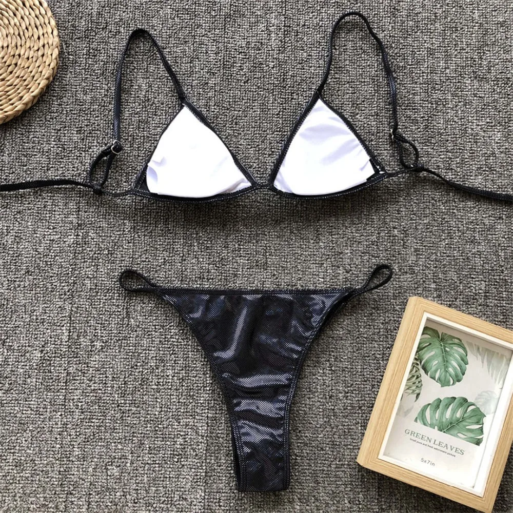 Специальное блестящее бикини женский купальник Женская одежда для плавания комплект бикини из двух предметов сексуальный Бразильский купальный костюм V1341