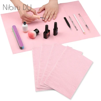 

Foldable Nail Polish Disposable Hand Cushion Holder Two Side Lint Paper Pad Nails Art Cleaning Hand Mat Napkin Manicure Tool