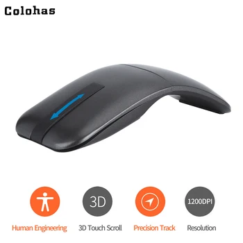 

2.4G Wireless Folding Mouse Touch 3D Scroll Wheel Portable Arc Mouse 1200DPI Mice Twisted Switch for Lenovo DELL Macbook HP Asus