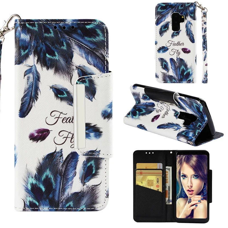 

2019 new flip cover protective cover for SamsungS7 S7EdgeS8S9S10 S8S9S10Plus painted wallet leather case Phoenix feather pattern