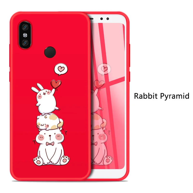 Милый мультяшный чехол для Xiao mi Red mi Note 5 6 Pro 6A, силиконовый чехол-бампер для Xiaomi mi 8 mi 9 A1 A2 Lite, красный чехол для mi Note 7 - Цвет: Rabbit Pyramid