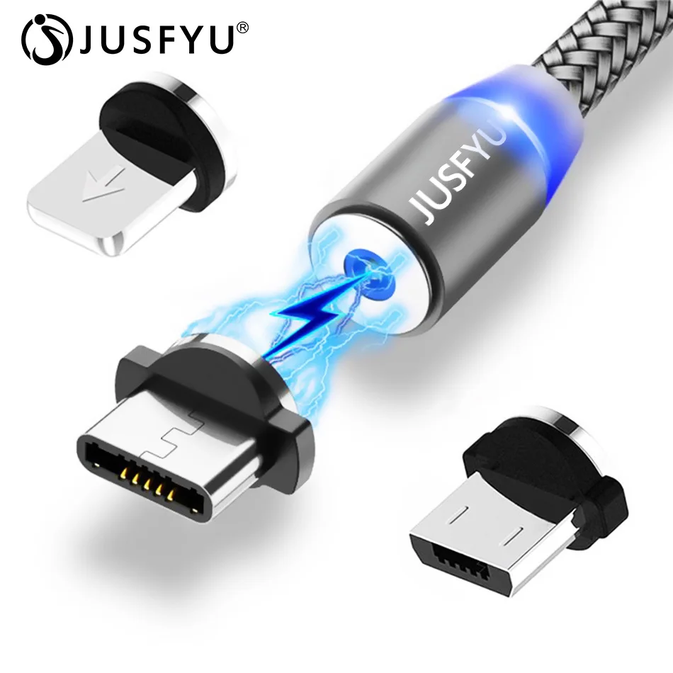 1 м/2 м светодиодный магнитный кабель Micro USB кабель usb type-C нейлоновый Плетеный Магнитный кабель type-C для зарядки iPhone samsung S10 S9