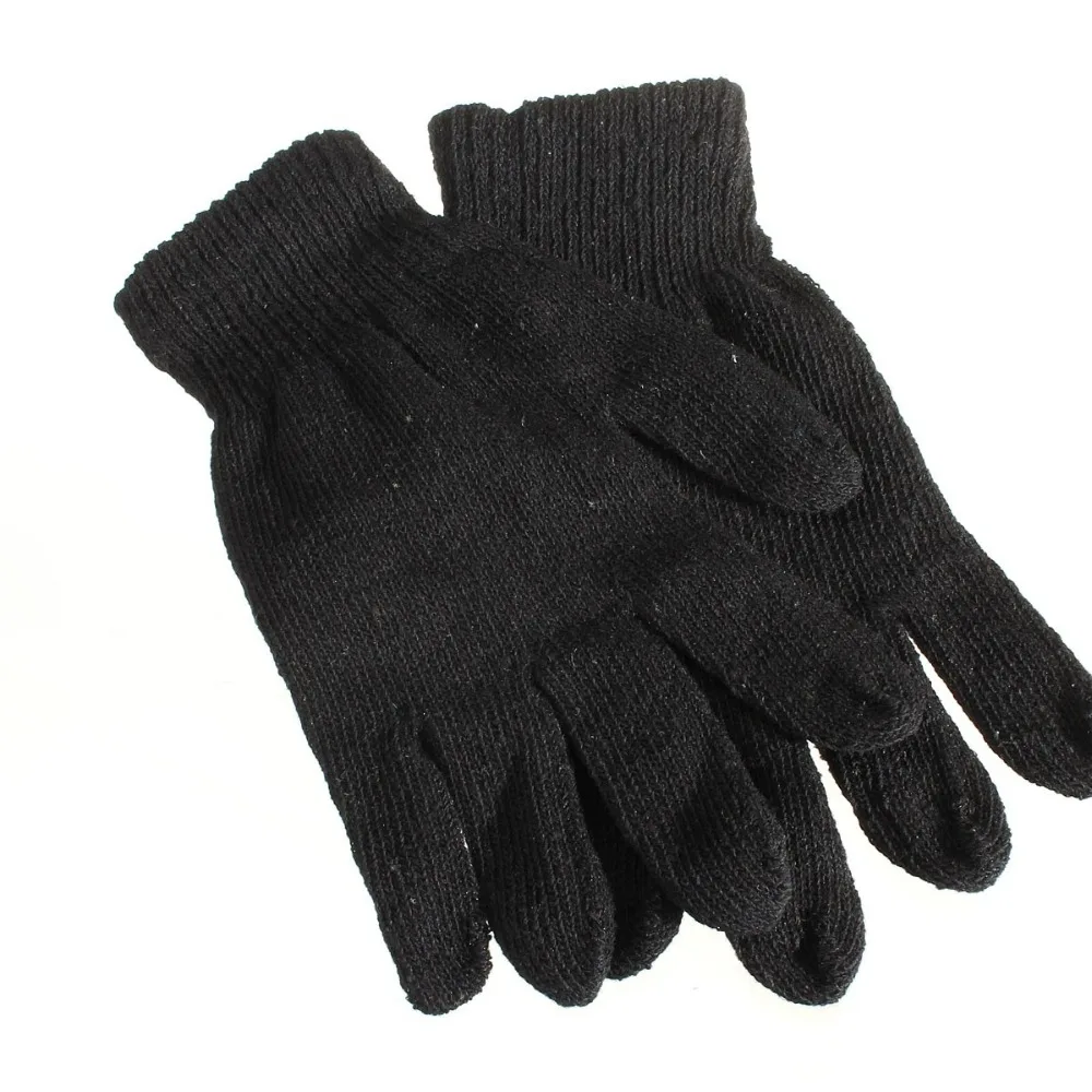 Пара черных теплых волшебных перчаток для запястья рук Зимние холодные теплые мягкие митенки для пальцев Вязаные эластичные