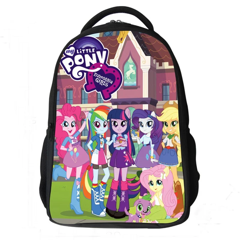 New Girls My Little Pony School Bag Fashion Zip Design Cartoon Rainbow Dash 
