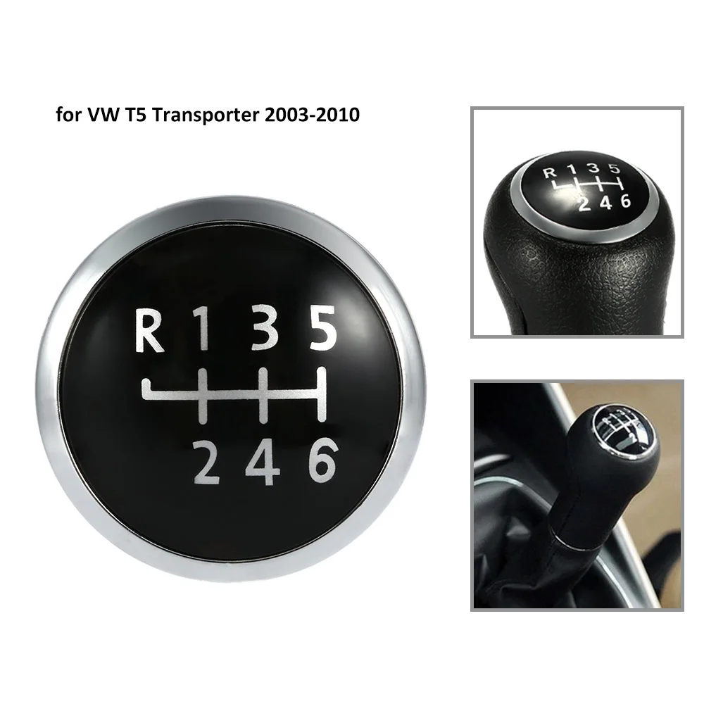 

6 Speed Gear Knob Badge Emblem Cap Knob Cover Replacement for VW T5 Transporter 2003-2010
