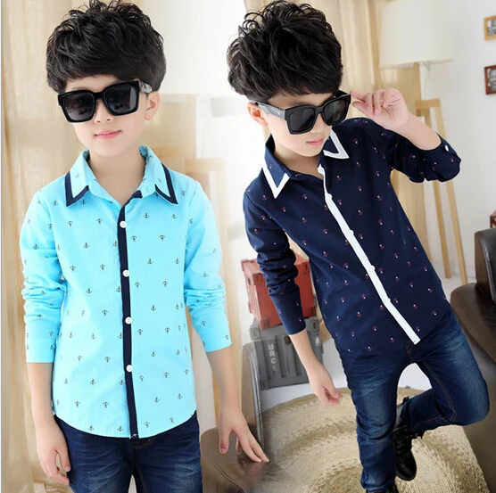 

2019 summer children's clothing shirts fashion print long-sleeved cotton boys shirts for big boys kids toddler causal shirt