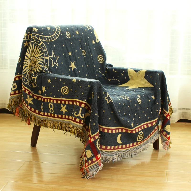 

Blue Sky Sofa Cover Blanket Fashion Mediterranean Wind Furniture Cover Towel Bed Blanket Knitted Air Conditioning sofa blanket
