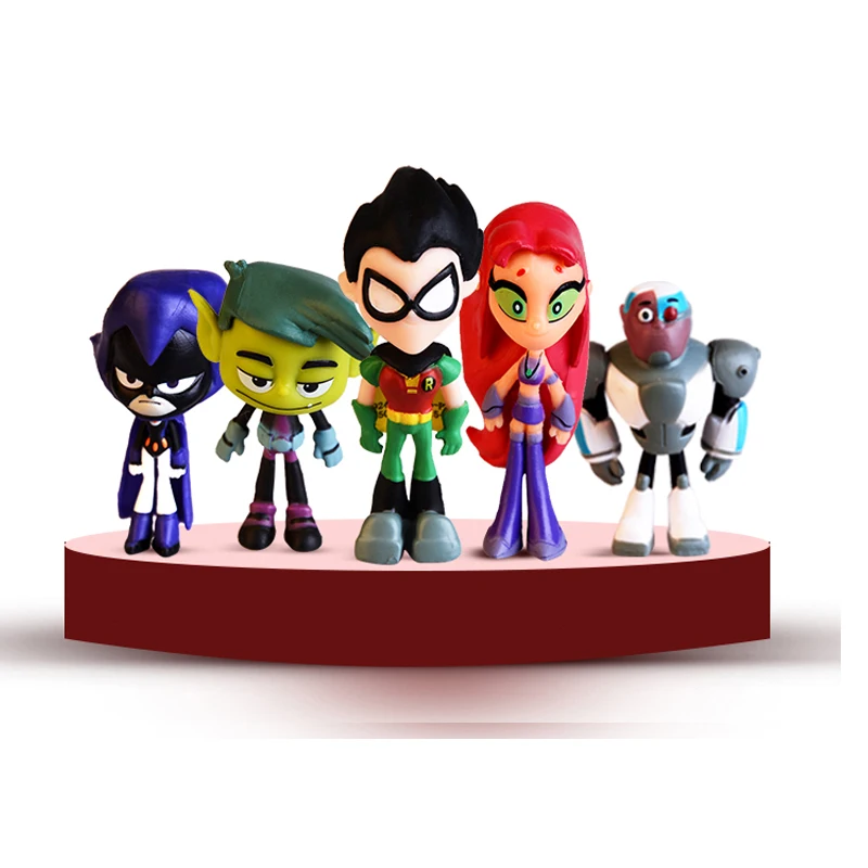 

6Pcs/ Set Teen Titans Go Robin Beast Boy Raven Cyborg Starfire Silkie Teen Titans toys Figure PVC Action Figures Kids Toys