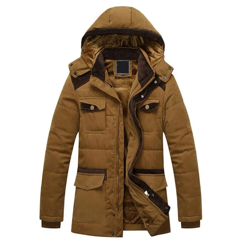winter men fashion casual cotton jacket stitching warm men coat Plus