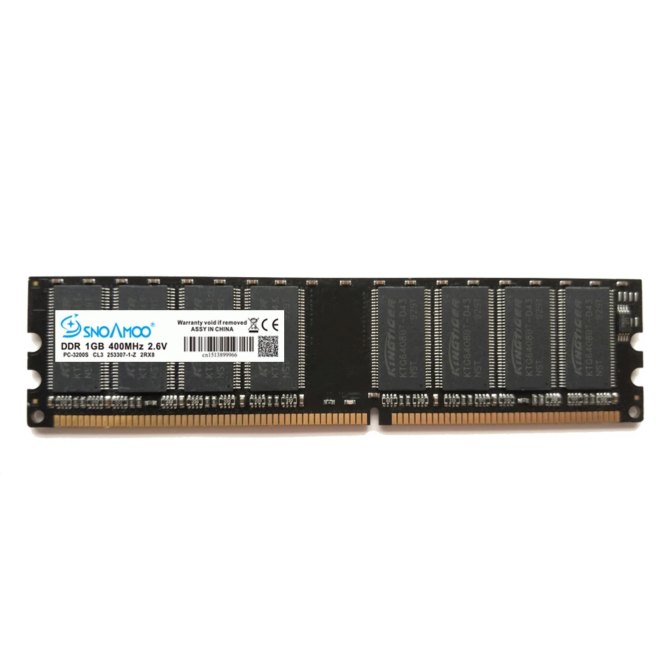 SNOAMOO DDR 2 шт. x1GB 400 МГц PC3200 184PIN CL3 ОЗУ Высококачественная память для настольных ПК DIMM