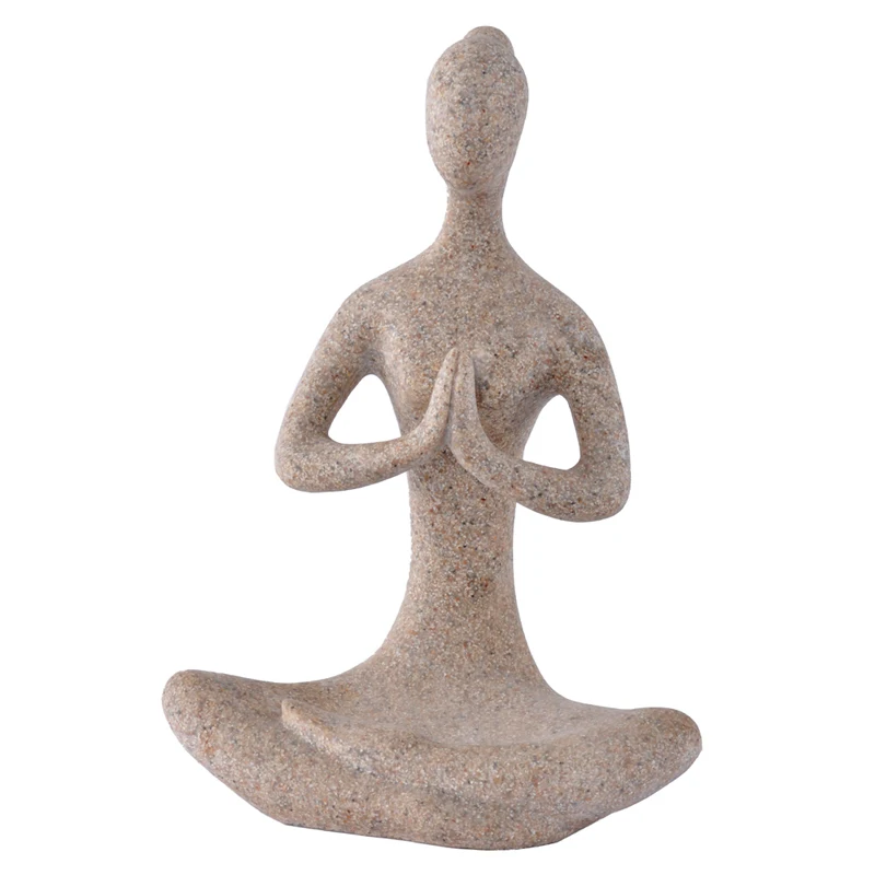 Yoga girl statues for garden decor resin sandstone crafts figurines