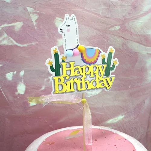 Единорог украшения торта один Альпака торт Топпер для именинного пирога Топпер вечерние поставки - Цвет: happybirthday