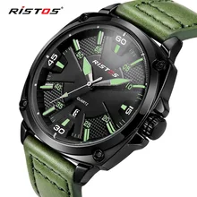 Reloj Hombre 2017 Ristos Mode Chronographe Sport Mens Montres Haut Marque De Luxe Militaire Vert Quartz Montres relogio masculino