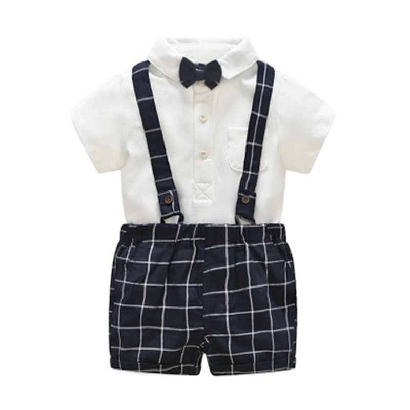 Костюм Джентльмена футболка с короткими рукавами+ однотонные штаны комплект одежды из 2 предметов для мальчиков Удобная модная детская одежда для мальчиков
