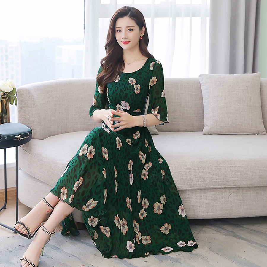 2019 Vintage 3XL Plus Size Boho Long Maxi Dress Summer Floral Chiffon Beach Midi Sundress Women Elegant Bodycon Party Vestidos