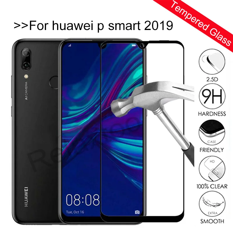 

Full Cover Tempered Glass For Huawei P Smart 2019 Screen Protector on PSmart 2019 POT-LX3 POT-LX1 6.21 inch Protective Glas Film