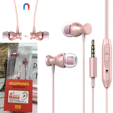 3,5 мм наушники магнитные наушники металлические супер бас стерео наушники гарнитура с микрофоном для samsung sony Xiaomi с розничный пакет