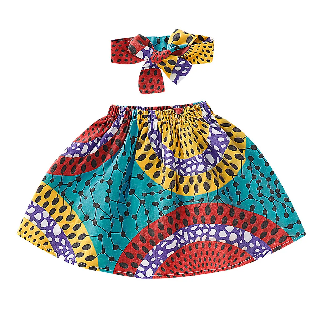 Платье для маленьких девочек летние платья Одежда для младенцев для девочек платье для дня рождения в африканском стиле с бантом наряды с головным убором vestidos bebes L4 - Цвет: A