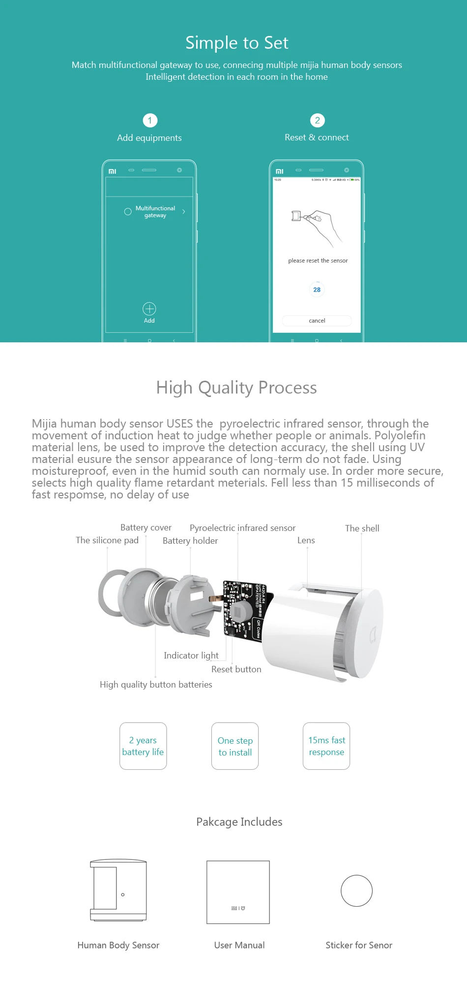 Xiaomi MIJIA Aqara Human Body Sensor Mi Motion Sensor ZigBee Version Smart Home kit Linkage for Mijia APP Wireless Connection # (15)