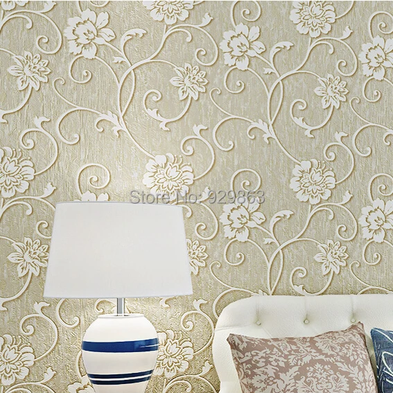 Vintage Home Decor Embossed Flocking Luxury Floral 3d Wallpaper European Contact Bedroom Wall