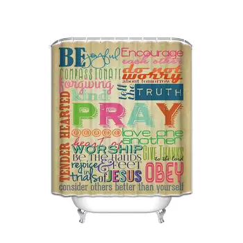 

Crystal Emotion Family Rules:Be Joyful Encourage Pray Kind Jesus Obey Worship Polyester Fabric Bathroom Shower Curtain