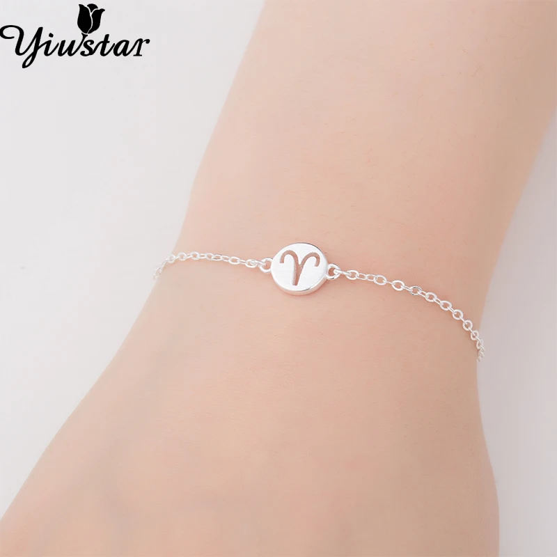 

Yiustar Lovely Aries Bracelets for Women Simple 12 Zodiac Constellation Sign Cuff Bracelet Women Bracelets Bangles