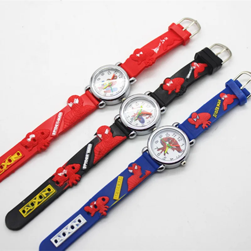 NEW 3D Spiderman Children's Watch Anime Clock For Boys Girls Kids Watches Spider Man Silicone Children Watch Baby Birthday gift