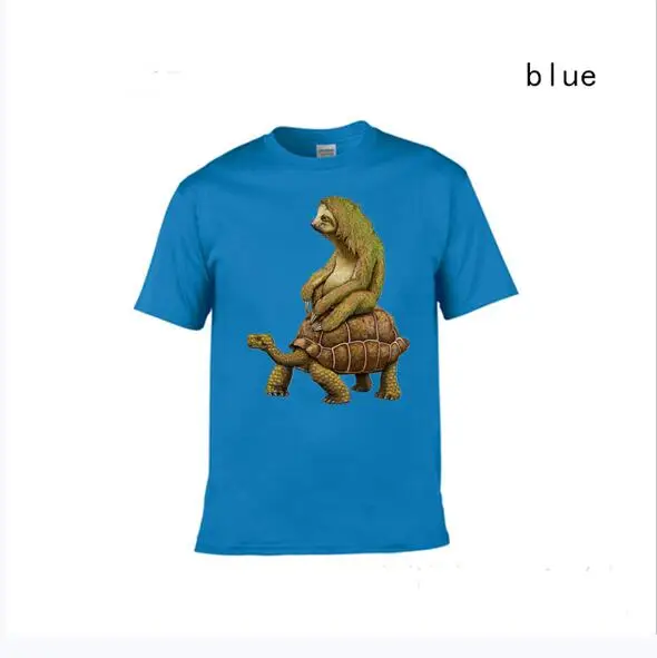 100% Cotone Divertente Sloth Tartaruga di Mare Uomo T Camicette Moda Casual Magliette e camicette Animale Stampato T-Shirt