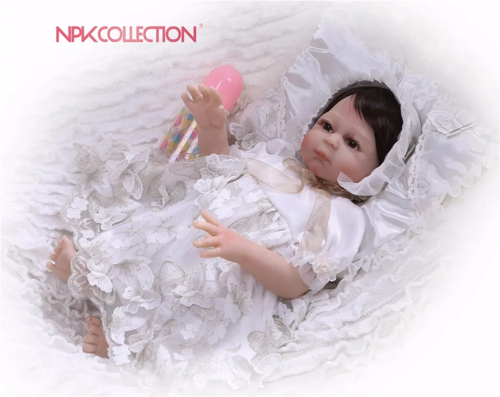 

NPKCOLLECTION Silicone Reborn Baby Doll kids Gift For Girls 47cm Baby Girl Alive Soft Toys For Bouquets Doll Bebes Reborn