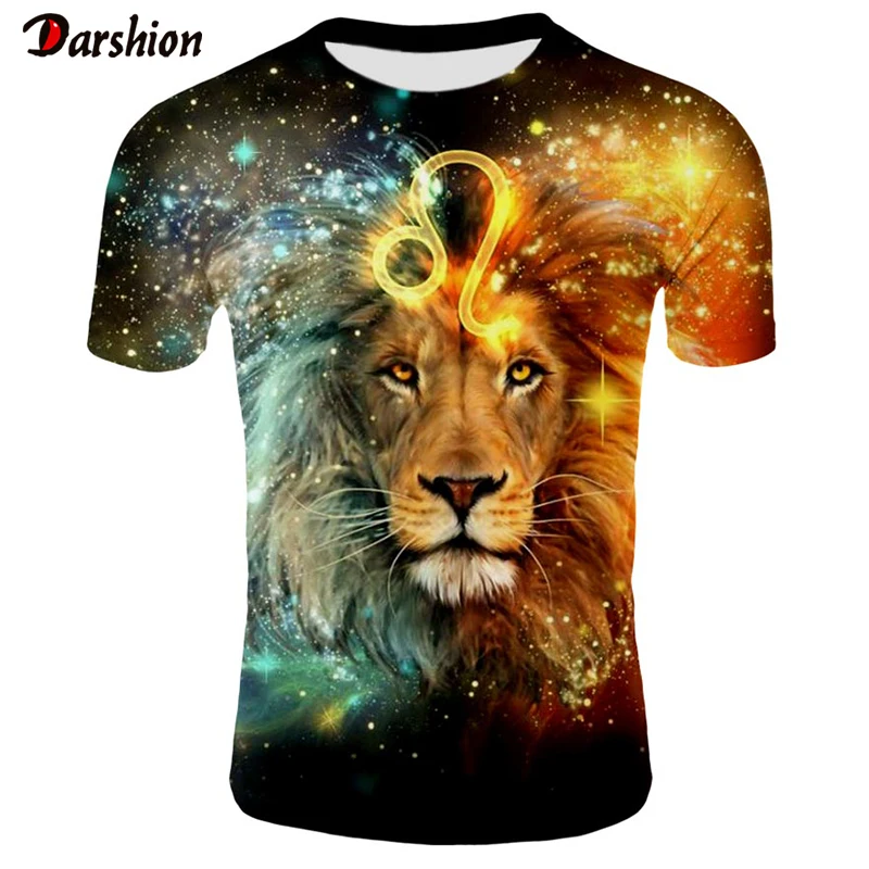 футболка мужская 3D рубашка со львом животных Camiseta Мужская Забавные футболки