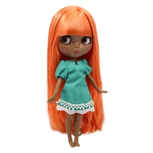 Супер черный Блит Обнаженная кукла суставная азон тело темный тон кожи оранжевый прямые волосы 1/6 BL0388 Фортуны дней