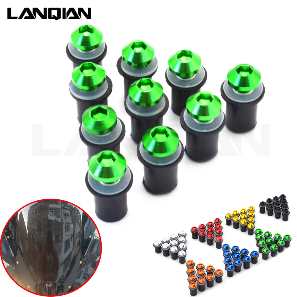 

10PCS Fairing Wind Screen Screw Bolt Kit Windshield Mounting Nut bolt For KAWASAKI Versys Z800 Ninja ZX10R ZX12R ZX6RR ZZR600