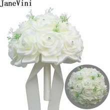 JaneVini цвета слоновой кости для невесты цветами в руках бисером цветок брошь Жених Брошь люкс для искусственных цветов Букеты Свадебные Пена розы