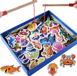 32 шт./компл. детские развивающие Игрушечные лошадки рыбы деревянные Магнитные игры Рыбалка игрушка набор детей игры Рыбалка доска