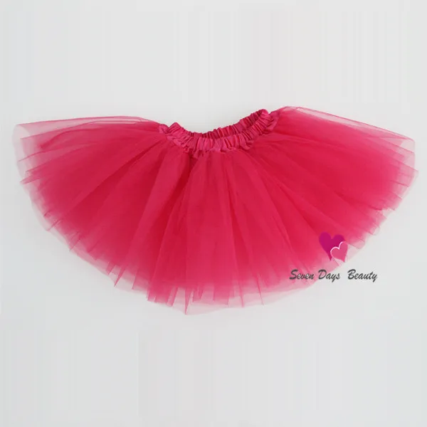 Мини-юбка для малышей, 16 цветов, летние Пышные юбки для девочек, 3 слоя, фатиновая юбка-пачка, детские танцевальные юбки ярких цветов - Цвет: hot pink