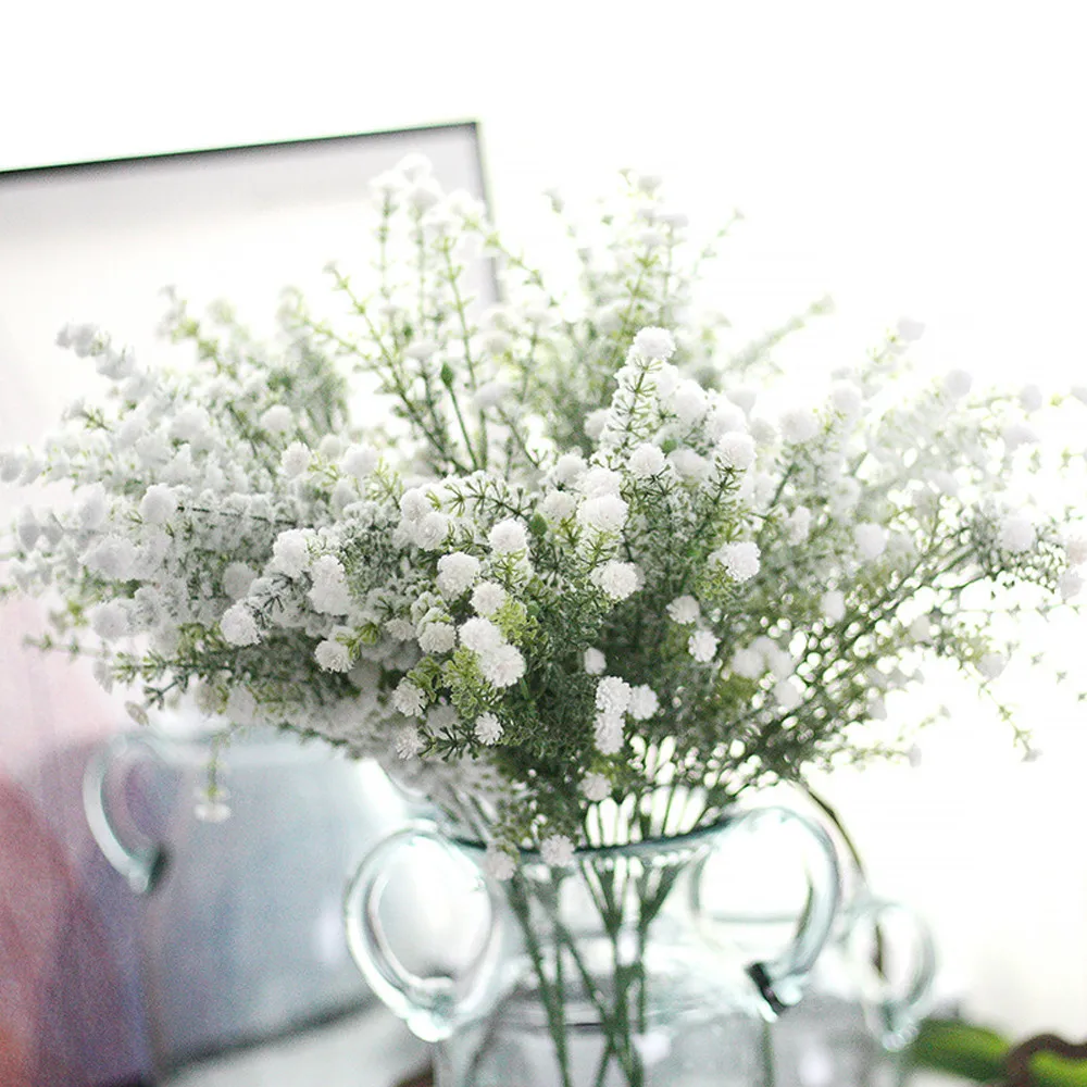 6 Pc Bifurcation White Babies Breath Flowers Artificial Fake