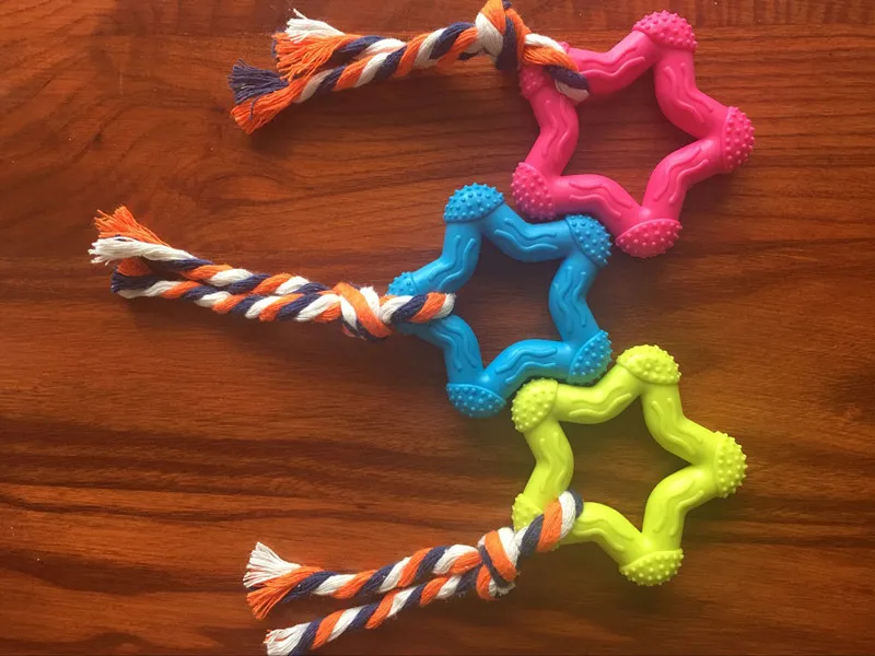 Cuerda de entrenamiento para mascotas, goma Natural de estrella de juguete, forma de pentagrama, 1 Uds.