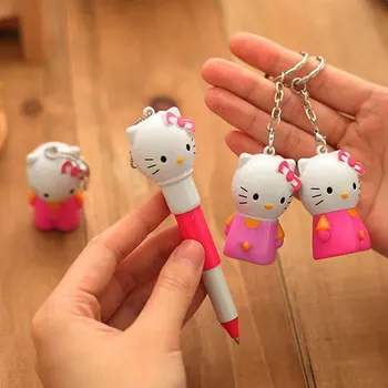 

QSHOIC40 PCS/set Korean creative stationery cute hellokitty cat ball-point cute pen cartoon telescopic pen pupil gifts wholesale